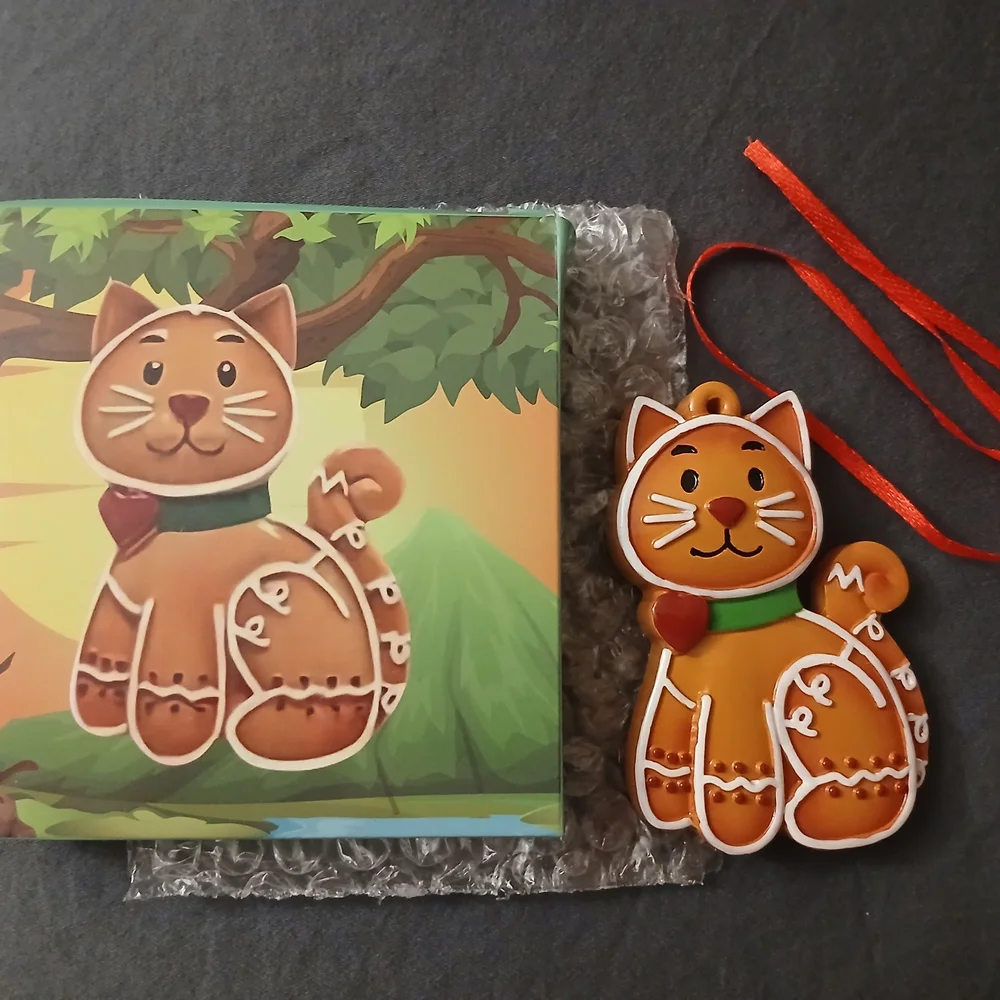 Whimsical Gingerbread Cat Ornament - Picture 3 of 3